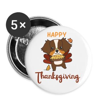 thanksgiving day turkey Australian Shepherd Pie - Buttons large 2.2''/56 mm (5-pack) - white - Front