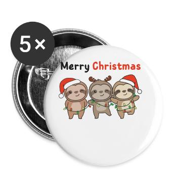 Paresseux Noël Paresseux Joyeux Noël - Lot de 5 grands badges (56 mm) - blanc - Devant