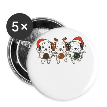 Dalmatiner Weihnachten Weihnachtstiere süße Hunde - Buttons groß 56 mm (5er Pack) - Weiß - Vorne