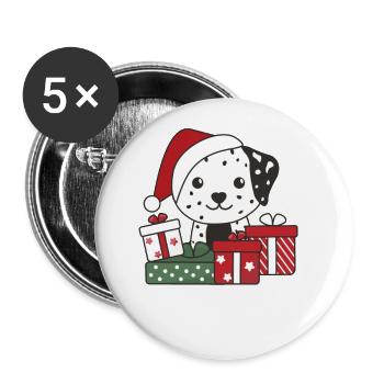 Dalmatiner Weihnachten Geschenk Winter Hunde - Buttons groß 56 mm (5er Pack) - Weiß - Vorne