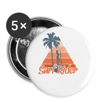 Surf Rider Surfing Water Sports Wind - Buttons large 2.2''/56 mm (5-pack) - white - Front