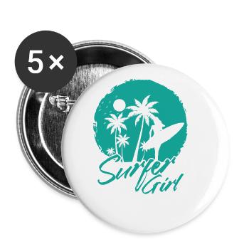 Surfer Girl Surfing Water Sports Wind - Buttons large 2.2''/56 mm (5-pack) - white - Front