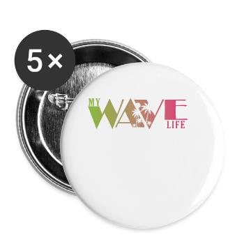 Wave Life Surfing Water Sports - Buttons large 2.2''/56 mm (5-pack) - white - Front