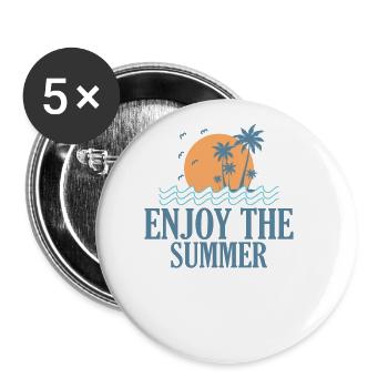 Enjoy the Summer surfen Wellenreiten - Buttons groß 56 mm (5er Pack) - Weiß - Vorne