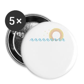 Waves and sun for surfing Surfing - Buttons large 2.2''/56 mm (5-pack) - white - Front