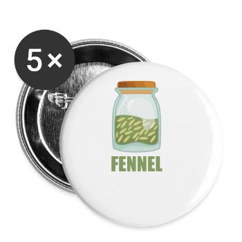 Fennel Gewürz Geschmack Essen Kochen - Buttons groß 56 mm (5er Pack) - Weiß - Vorne