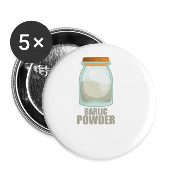 Garlic Powder Gewürz Geschmack Essen Kochen - Buttons groß 56 mm (5er Pack) - Weiß - Vorne