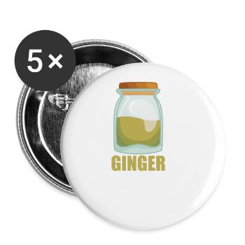 Ginger Gewürz Geschmack Essen Kochen - Buttons groß 56 mm (5er Pack) - Weiß - Vorne