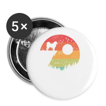 Alaskan Malamute at sunrise in the forest - Buttons large 2.2''/56 mm (5-pack) - white - Front