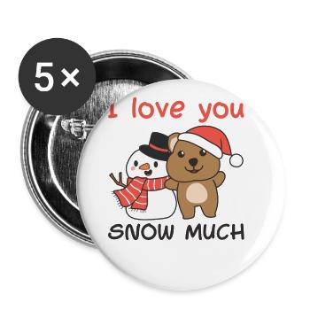 Quokka I love you snow much schneemann wortspiel - Buttons groß 56 mm (5er Pack) - Weiß - Vorne