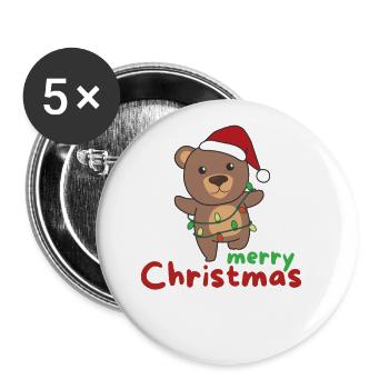 Ours Joyeux Noël Animaux d’hiver Ours - Lot de 5 grands badges (56 mm) - blanc - Devant
