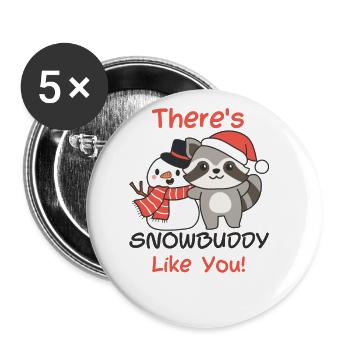 Waschbär There's snowbuddy like you schneemann - Buttons groß 56 mm (5er Pack) - Weiß - Vorne