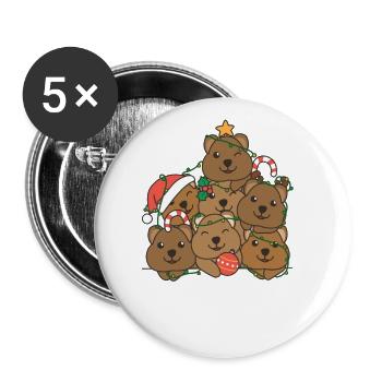 Quokka Christmas Tree Funny Animal Christmas - Buttons large 2.2''/56 mm (5-pack) - white - Front