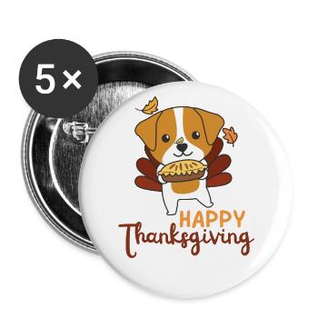 thanksgiving day outfits turkey jack Russell Pie - Buttons large 2.2''/56 mm (5-pack) - white - Front