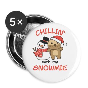 Otter Chillin with my snowmie schneemann - Buttons large 2.2''/56 mm (5-pack) - white - Front