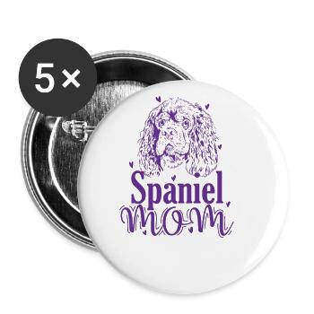 Spaniel Mom Hund Cockerspaniel Haustier - Buttons groß 56 mm (5er Pack) - Weiß - Vorne