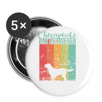 Hund Chesapeake Bay Retriever Haustier - Buttons groß 56 mm (5er Pack) - Weiß - Vorne