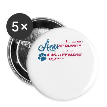 American Bulldog USA Flag and Dogs Paw - Buttons large 2.2''/56 mm (5-pack) - white - Front