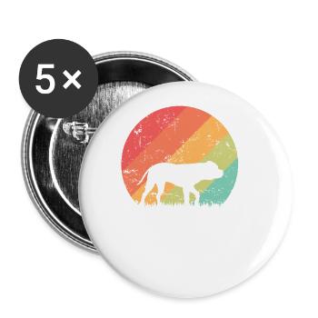 Bulldogge Hund Haustier Rasse bester Freund - Buttons groß 56 mm (5er Pack) - Weiß - Vorne