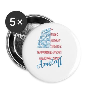 USA Flag Thumbprint Dog Head - Buttons large 2.2''/56 mm (5-pack) - white - Front
