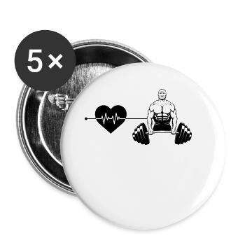 Rythme cardiaque de musculation - Lot de 5 grands badges (56 mm) - blanc - Devant