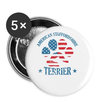 Staffordshire Terrier Paw in USA Flag - Buttons large 2.2''/56 mm (5-pack) - white - Front