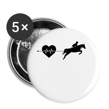Pferd Herzschlag - Buttons groß 56 mm (5er Pack) - Weiß - Vorne