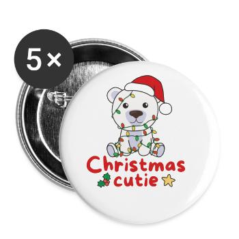 Ours polaire Noël Ours polaire Mignon de Noël - Lot de 5 grands badges (56 mm) - blanc - Devant
