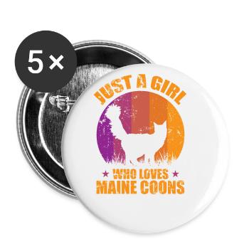 Just a Girl who loves Maine Coons Cat - Buttons large 2.2''/56 mm (5-pack) - white - Front