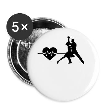 Dancing heartbeat - Buttons large 2.2''/56 mm (5-pack) - white - Front