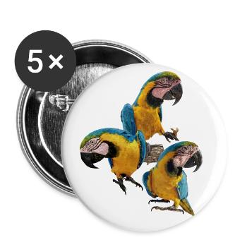 The blue and yellow macaw - Buttons large 2.2''/56 mm (5-pack) - white - Front
