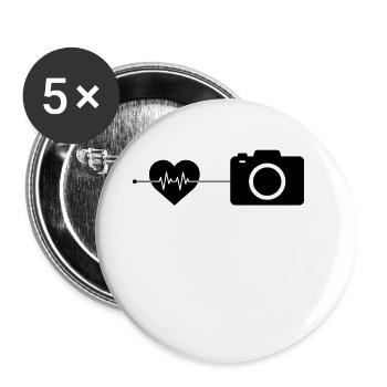 Camera Photography Heartbeat - Buttons large 2.2''/56 mm (5-pack) - white - Front