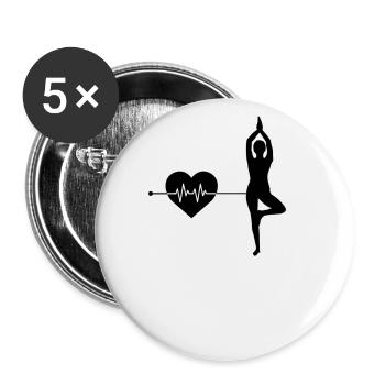 Rythme cardiaque de yoga - Lot de 5 grands badges (56 mm) - blanc - Devant