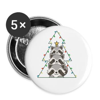 Raccoon Christmas Tree Christmas Raccoons - Buttons large 2.2''/56 mm (5-pack) - white - Front