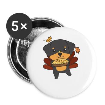 Tenues de Thanksgiving Day Dinde Rottweil avec tarte - Lot de 5 grands badges (56 mm) - blanc - Devant