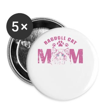 Ragdoll Cat Mom Domestic Cat Pet Breed - Buttons large 2.2''/56 mm (5-pack) - white - Front
