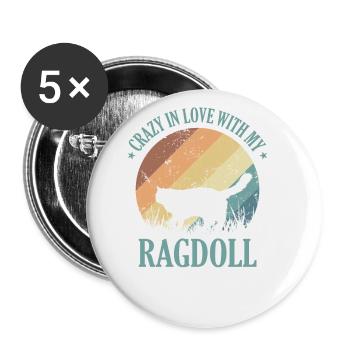 Crazy in Love with my Ragdoll Domestic Cat - Buttons large 2.2''/56 mm (5-pack) - white - Front