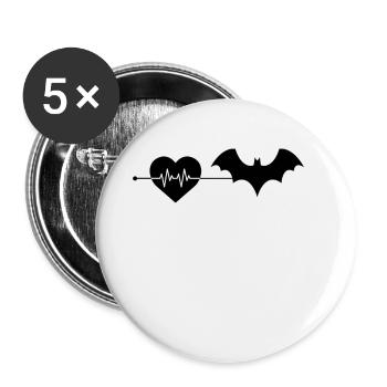 Bat heartbeat - Buttons large 2.2''/56 mm (5-pack) - white - Front
