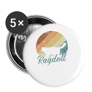 Katze Ragdoll Haustier Hauskatze Rasse - Buttons groß 56 mm (5er Pack) - Weiß - Vorne