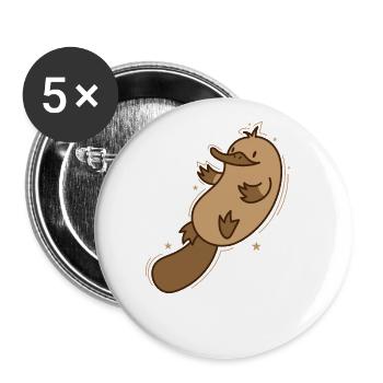 Platypus Outback Australia Animal - Buttons large 2.2''/56 mm (5-pack) - white - Front