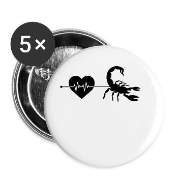 Rythme cardiaque du cancer - Lot de 5 grands badges (56 mm) - blanc - Devant