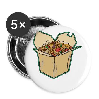 Asia Nudeln - Buttons groß 56 mm (5er Pack) - Weiß - Vorne