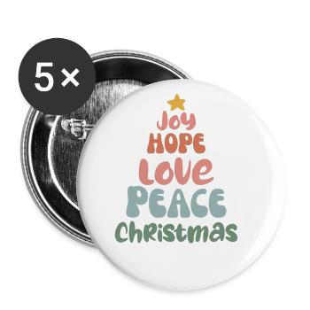 Merry Christmas groovy retro Love Peace Christmas - Buttons groß 56 mm (5er Pack) - Weiß - Vorne