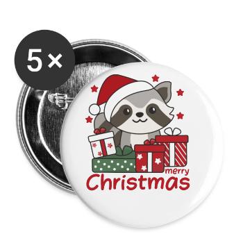 Raccoon Christmas Gift Winter Raccoons - Buttons large 2.2''/56 mm (5-pack) - white - Front
