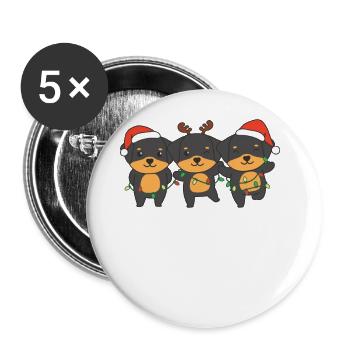 Rottweiler Weihnachten Weihnachtstiere süße Hunde - Buttons groß 56 mm (5er Pack) - Weiß - Vorne