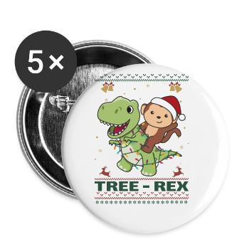 Merry Christmas ugly christmas affen Tree Rex - Buttons groß 56 mm (5er Pack) - Weiß - Vorne