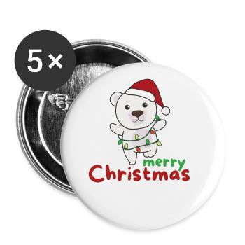 polar bear merry christmas winter animals polar bears - Buttons large 2.2''/56 mm (5-pack) - white - Front