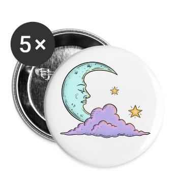 Pastelle Mond - Buttons groß 56 mm (5er Pack) - Weiß - Vorne