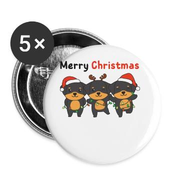 Rottweiler Merry Christmas cute dogs - Buttons large 2.2''/56 mm (5-pack) - white - Front
