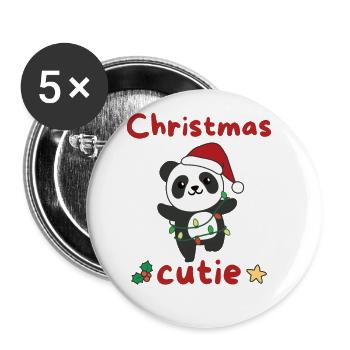Panda Weihnachten Pandas Christmas Cutie - Lot de 5 grands badges (56 mm) - blanc - Devant